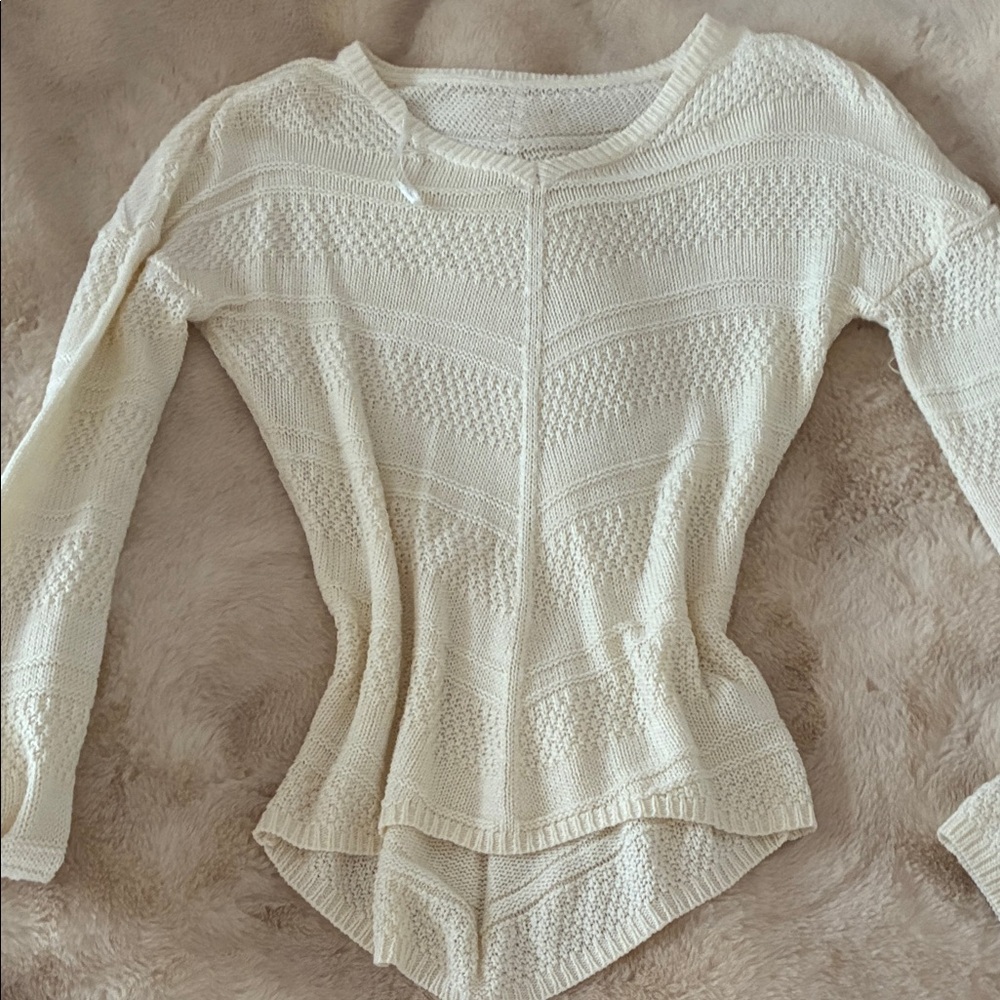 Cream Textured Knit Sweater